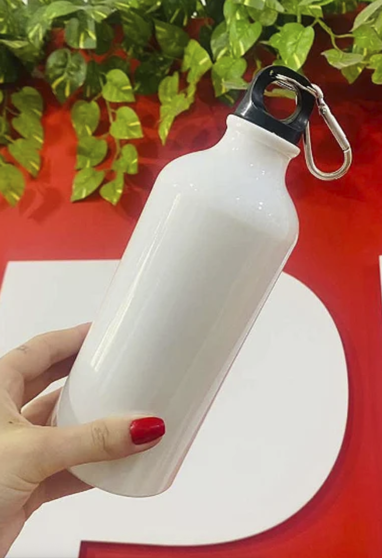 Garrafa de Alumínio Branco com Mosquetão 500ml