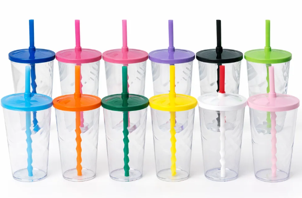 Código: 520218004234 Copo Twister 500ml Transparente com Tampa Colorida