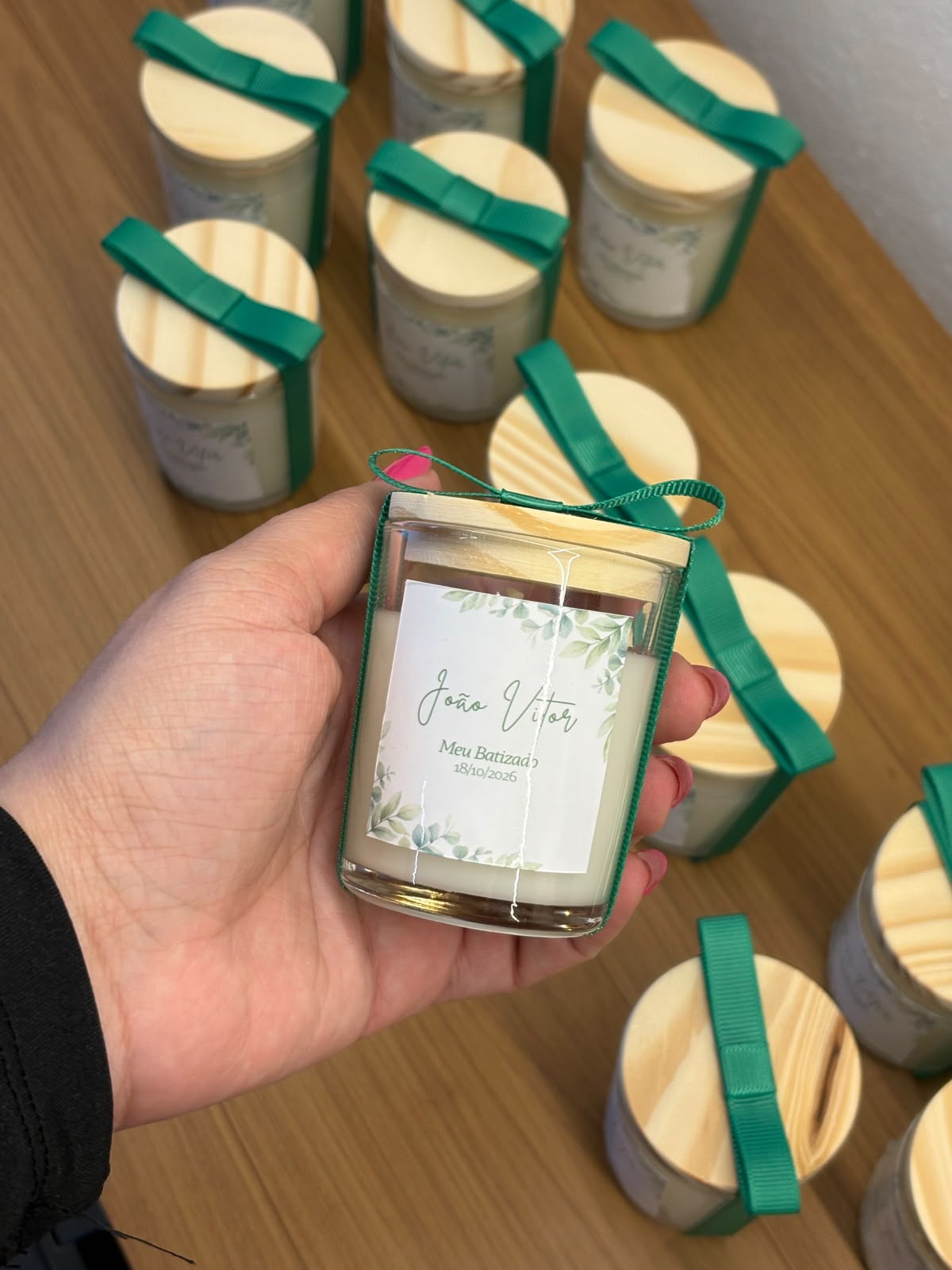 Vela Aromática Personalizada - vidro 40g - Tampa bambu